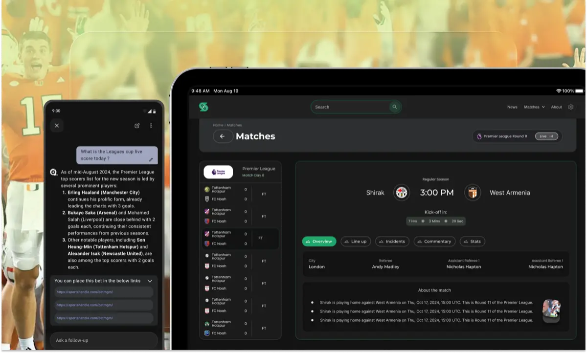 ScoreAi match search after the redesign
